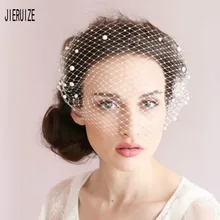 JIERUIZE, новые тюлевые Свадебные вуали с жемчугом, свадебная вуаль, аксессуары для волос для свадебной вечеринки