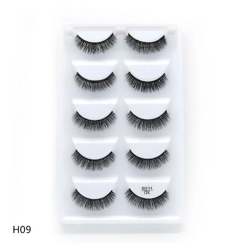 H-09 5 пар 3D норковые волосы натуральные накладные ресницы длинные грязные Макияж Поддельные ресницы для наращивания макияж инструменты для красоты maquiagem - Цвет: H-09