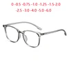 0 -0.5 -0.75 To -4.0 Anti Blue Light Transparent Gray Frame Square Myopia Glasses Rivet TR90 Minus Degree Prescription Spectacle 1