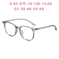 0 -0.5 -0.75 To -4.0 Anti Blue Light Transparent Gray Frame Square Myopia Glasses Rivet TR90 Minus Degree Prescription Spectacle 1