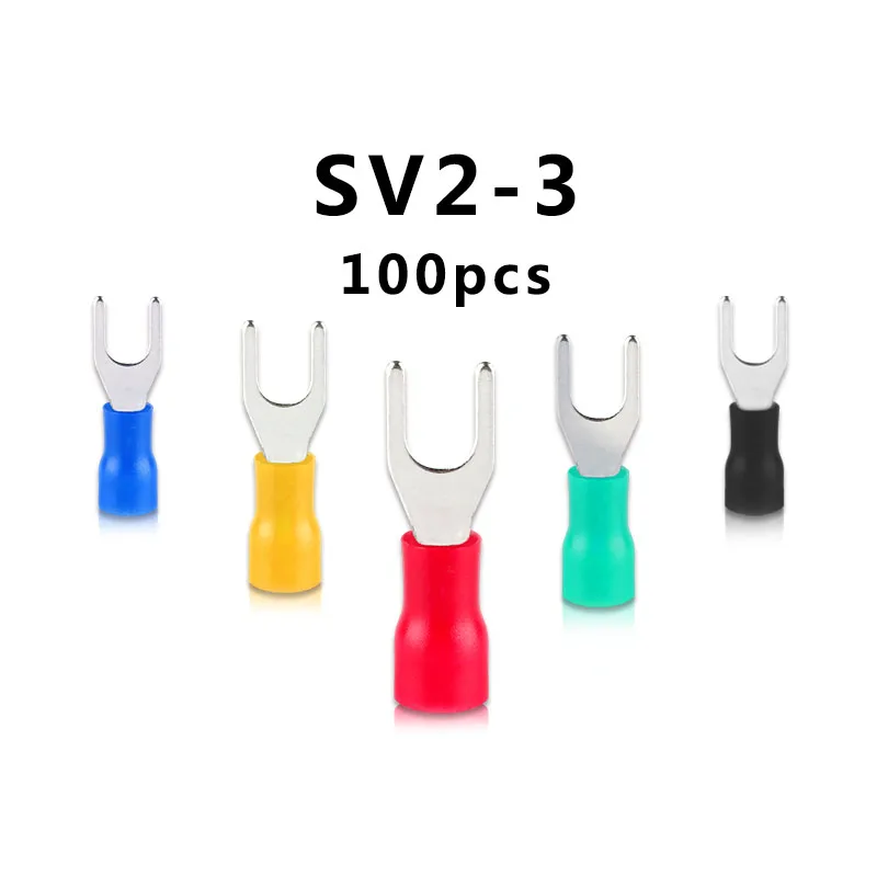 SV2-3 100 шт. SV1.25 SV2 SV3.5 SV5.5 изолированный контактный разъем обжимной кабель провод вилка класса изоляции - Цвет: SV2-3