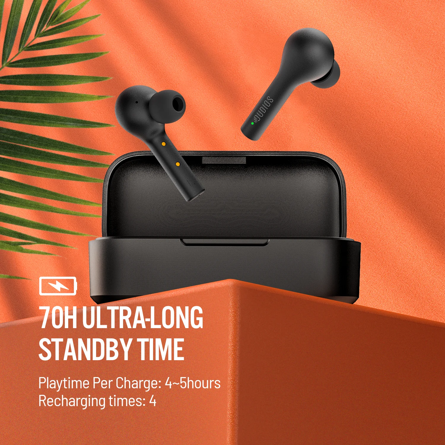 Dudios Wireless Earbuds 18Hrs Playing Time in-Ear Stereo Calls Deep Bass Built-in Mic Sweatproof Bluetooth 5.0 Earphones