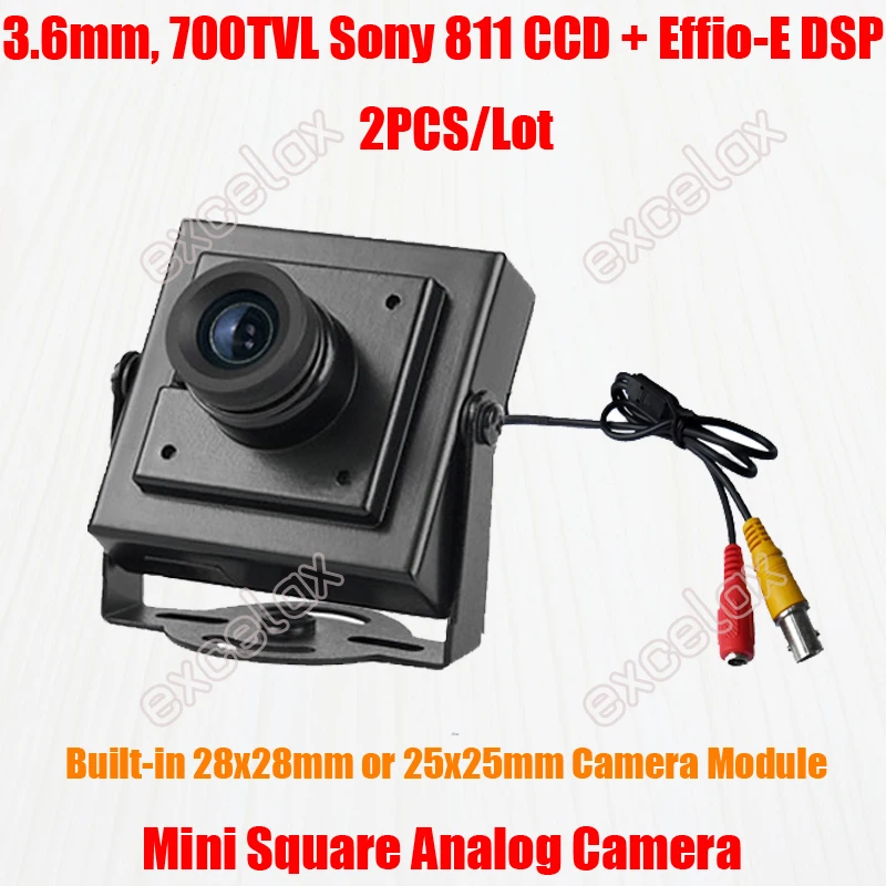 2 шт./лот 700TVL аналоговая мини-квадратная камера 1/" 811 810 CCD 960H Effio-E 4140 DSP 2,8 мм 3,6 мм 6 мм 8 мм 12 мм объектив ATM камера