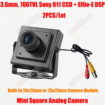 

2PCS/Lot 700TVL Analog Mini Square Camera 1/3" 811 810 CCD 960H Effio-E 4140 DSP 2.8mm 3.6mm 6mm 8mm 12mm Lens ATM Camera