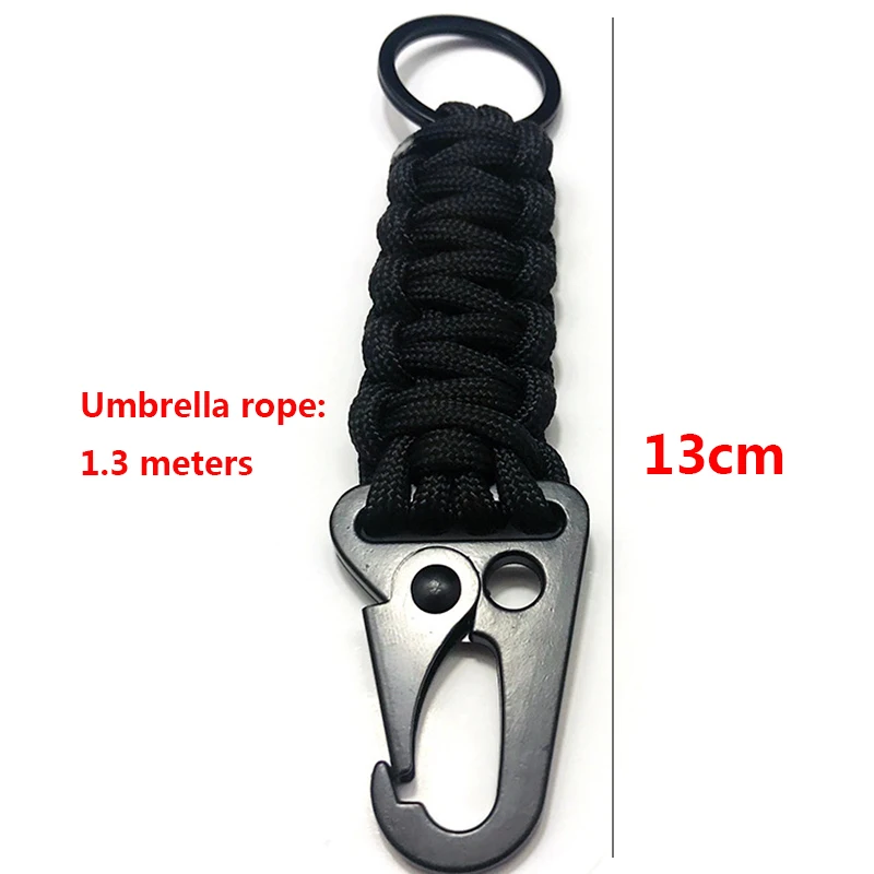 Outdoor Camping EDC Paracord Rope Survival Kit Military Cord With Carabiner Keychain Chain Ring  Emergency MultifunctionTools