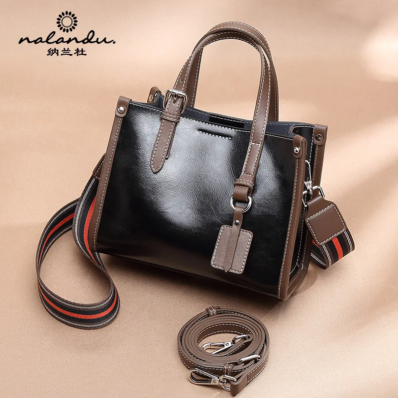 

Nalan Du Oil Wax Cowhide Handbag WOMEN'S Bag 2019 New Style Autumn And Winter Large-Volume Genuine Leather Retro Shoulder Bag WO