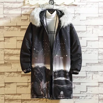 

KOSMO MASA Hooded Cotton Winter Jacket Men Warm Long Parka Jackets Man Coats Windbreaker Casual Fur Collar Down Parkas Men MP050