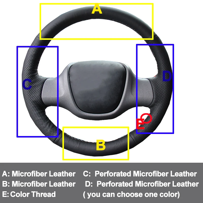 Автомобильный чехол на руль для Smart Fortwo с оплеткой на руль Funda Volante Stuurhoes автомобильные аксессуары