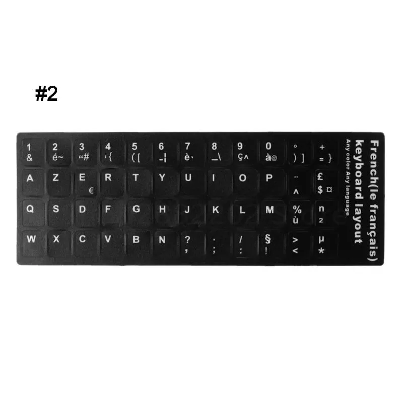 Durable Keyboard Sticker Russian/French/Spanish/Japanese/German/Arabic/Korean/Italian Lettering stickers for Laptop PC-2