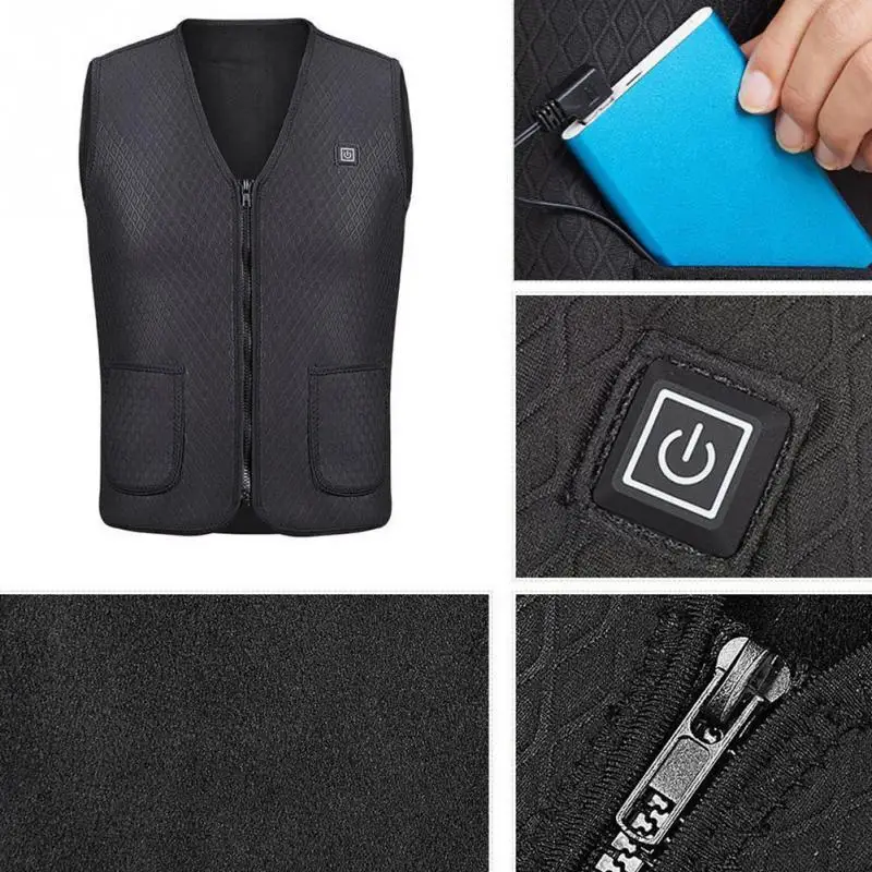 Для мужчин и женщин теплый спортивный USB Инфракрасный нагревательный жилет куртка с электрическим подогревом Регулируемая температура пальто Энергосбережение