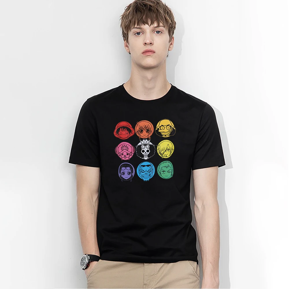 

Badge Pattern Anime One Piece Men Tshirts Street Fun Puzzle Printing Tee Shirts For Mens Harajuku Oversized Tee Shirt Male