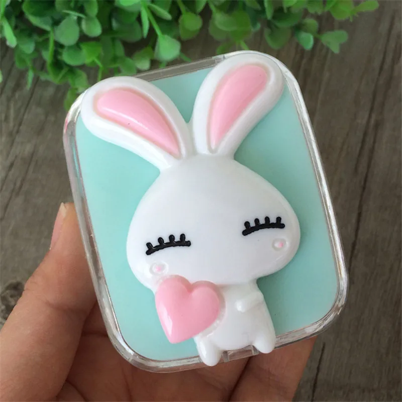IMIXLOT дизайн простой милый кролик пластик контактные линзы коробка держатель переносные очки Чехол для лучшего друга подарки - Цвет: 0144A