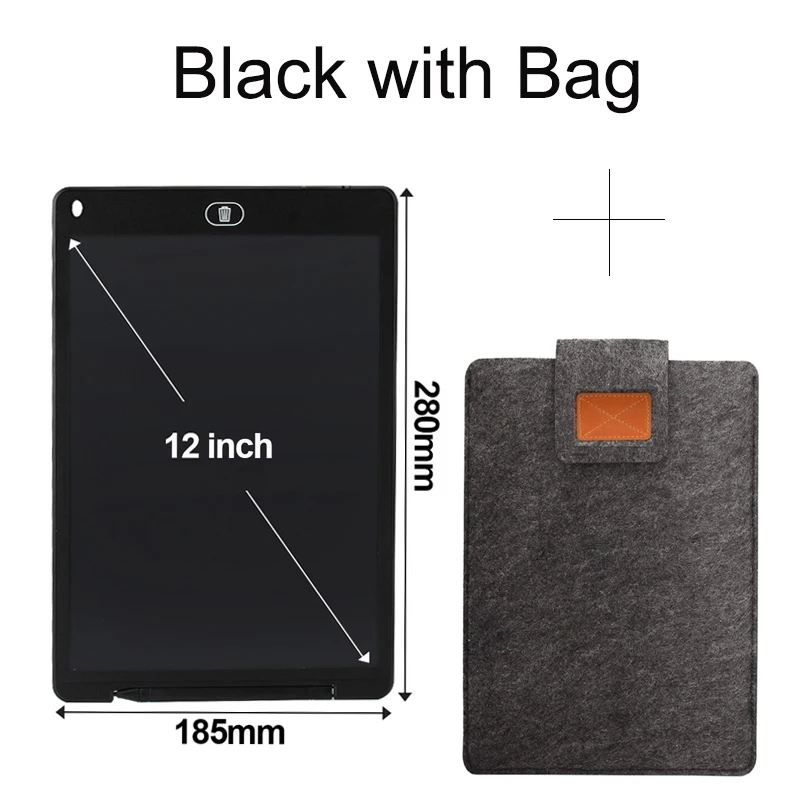 Black With Bag Планшет для рисования 12 дюймов графический планшет ЖК-дисплей планшет для письма доска электроники ультра-тонких досок с ручка Электронная Мышь Pad - Цвет: Black With Bag