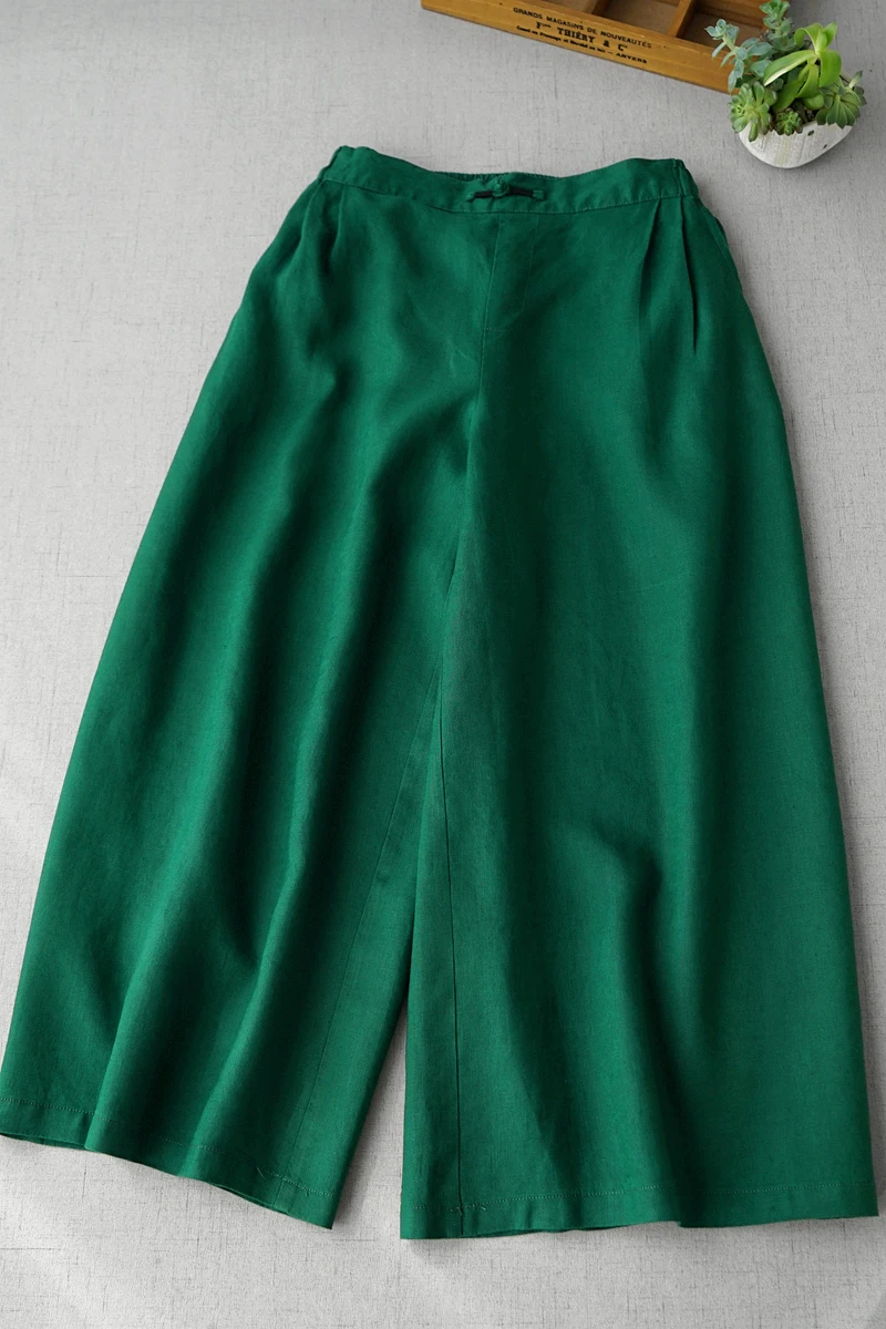 Весенне-летние женские повседневные универсальные свободные брюки размера плюс, винтажные удобные льняные брюки с эластичной резинкой на талии, широкие брюки, 6 цветов