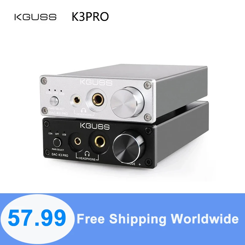 

KGUSS K3PRO K3 DAC TPA6120A2 ESS9018K2M MINI HIFI USB DAC Decoded Audio Headphone Amplifier 24BIT 192KHz AMP DC12V US/EU