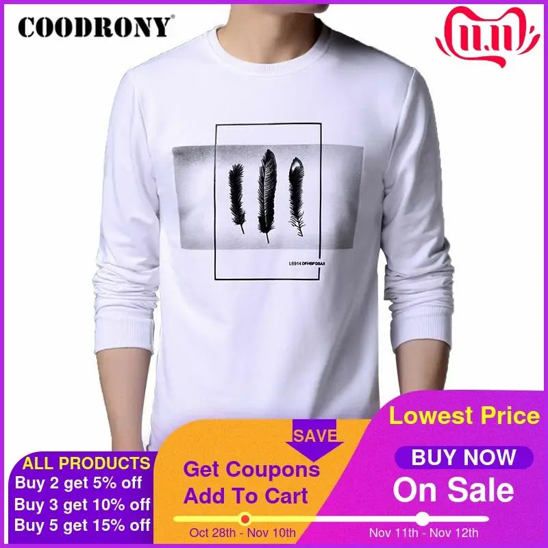 

COODRONY Brand Hoodie Men 2020 Autumn New Arrivals Mens Sweatshirt Cotton Clothing Winter Fashion Leaves Print Man Hoodies C4004