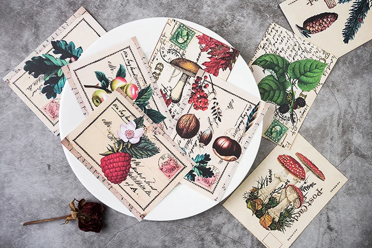 8Pcs/Pack Vintage Large Plants Illustration Sticker DIY Craft Scrapbooking Album Junk Journal Planner Decorative Stickers