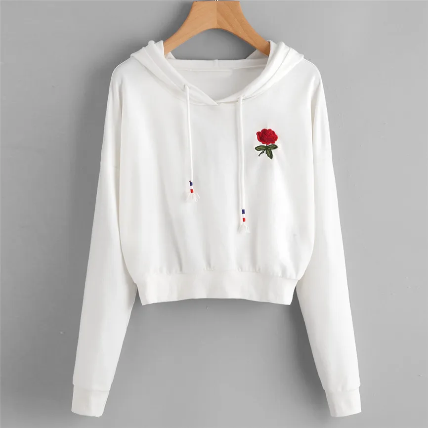 Корейский стиль модные Флисовые женские розовые вышитые толстовки с капюшоном