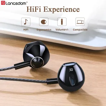 

Langsdom Fashion Metal Wired Earphones with Microphone 3.5mm Bass In Ear Earphone Earbuds for Phone fone de ouvido