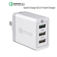США Plug Quick Charge 3,0 3USB выход телефон адаптер быстрой зарядки для путешествий/совместимый США Япония Канада Бразилия и т. д