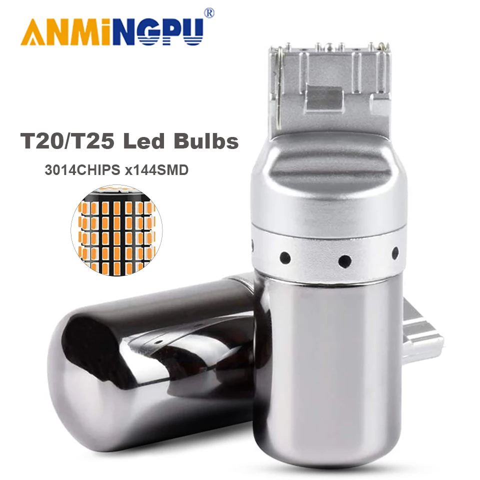 

ANMINGPU 1x Signal Lamp T20 7440 W21W Led 7443 W21/5W 3014SMD P27/7W 3157 Led T25 3156 P27W Auto Turn Signal Lights Backup Light