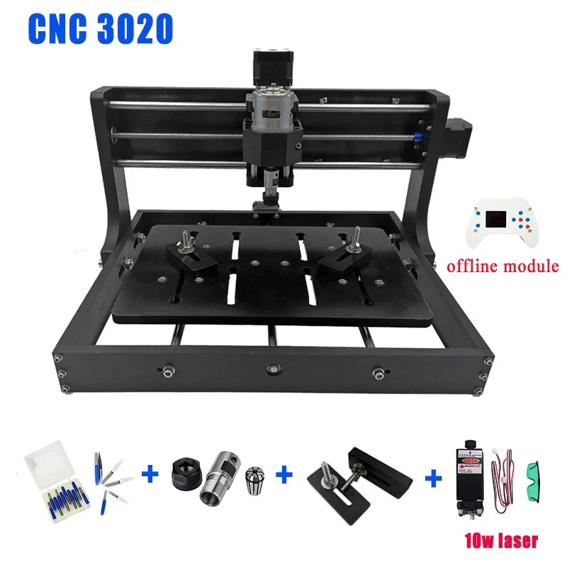 10w laser CNC 3020 лазерное гравированное дерево фрезерный станок с ЧПУ GRBL ER11 Хобби DIY гравировальный станок для древесины PCB ПВХ с автономным управлением - Цвет: 10w laser