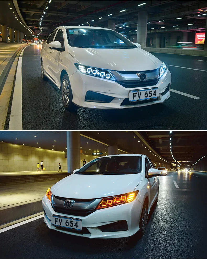 Hireno автомобильный Стайлинг для Honda City головной светильник светодиодный головной светильник светодиодный DRL СВЕТОДИОДНЫЙ матричный объектив Поворотный Светильник