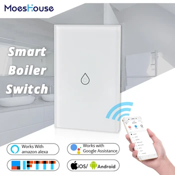 

WiFi Smart Boiler Switch Water Heater Smart Life Tuya APP Remote Control Amazon Alexa Echo Google Home Voice Control Glass Panel