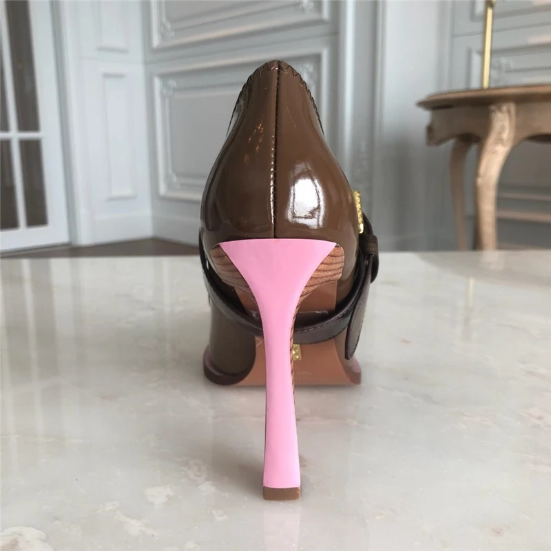 Обувь с острым носком; женская обувь на тонком высоком каблуке с пряжкой; Zapatos De Mujer; женская обувь из лакированной кожи; свадебные модельные женские туфли-лодочки