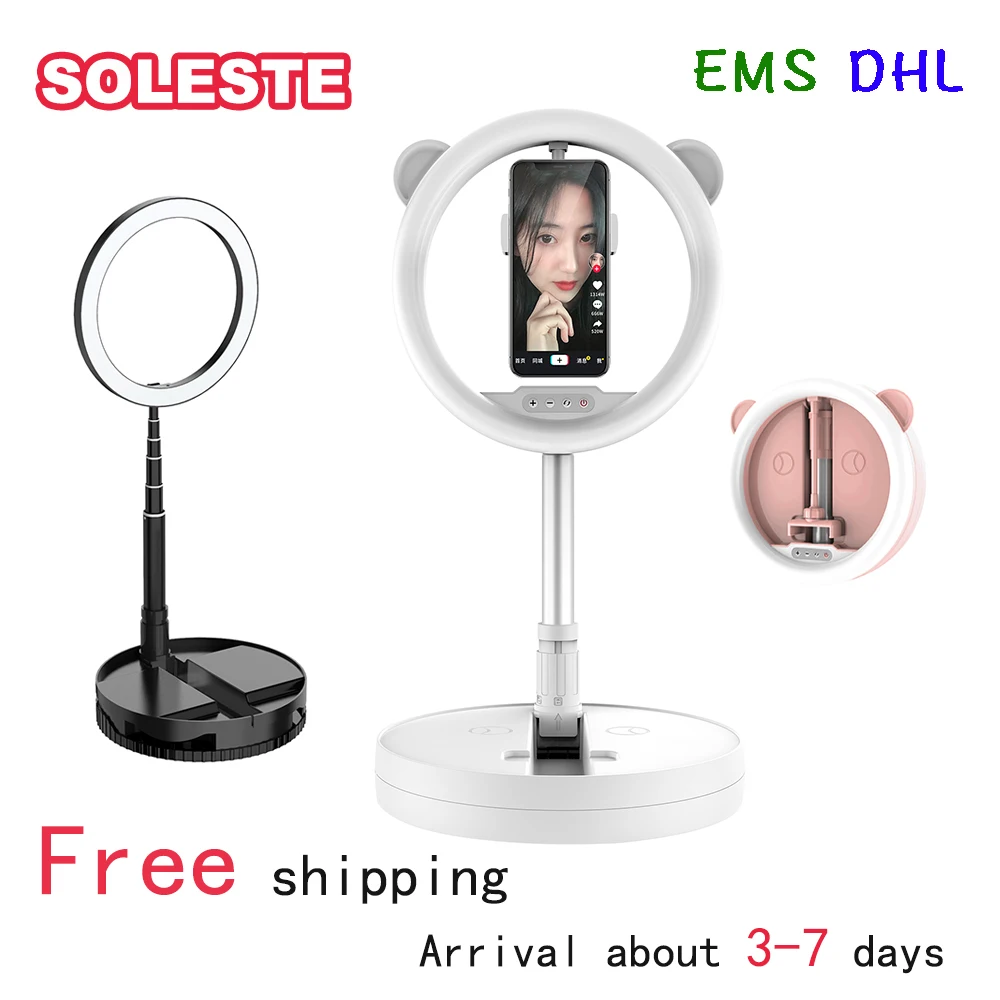 

SOLESTE 26cm Ring light with stand phone holder for Yotube Live Stream/Makeup Camera Ringlight for Video/Photog dropshipping