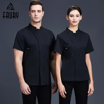 

Short-sleeved Chef Jacket Restaurant Kitchen Cook Uniform Food Service Catering Bakery Barbershop Chef Waiter Work Clothes