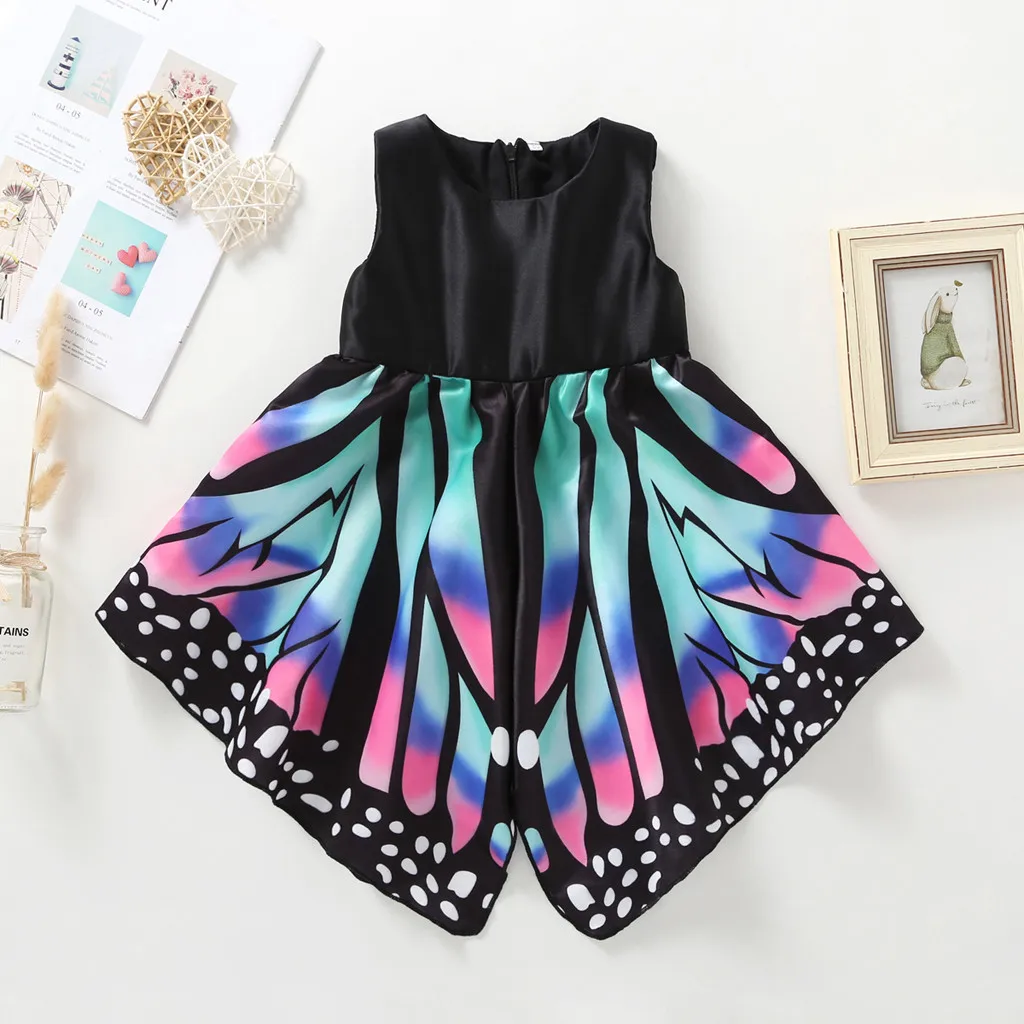 

Toddler Princess Girl Dress kids dress for Baby Girls Clothes Sleeveless Halloween costume Vivid Butterfly Casual Dress Vestidos