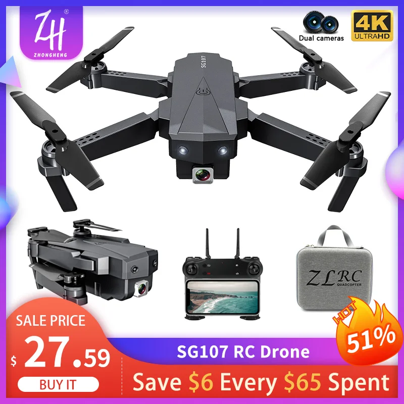 

SG107 RC Drone 4K HD Profesional WIFI FPV Dual Camera Wide Angle Mini Dron Video Optical Flow Height Hold Foldable RC Quadcopter