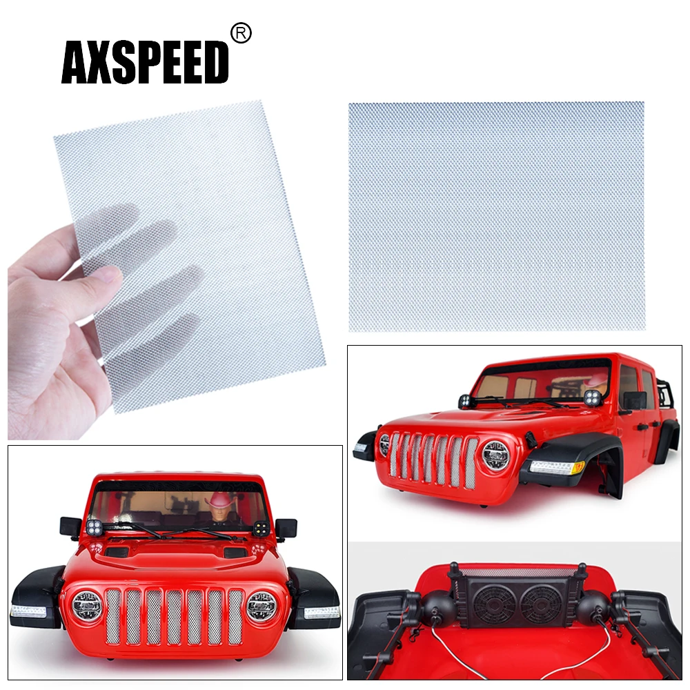 AXSPEED Edelstahl Fronthaubengitter Kühlergitter für Axial SCX10 Jeep Wrangler 1/10 RC Crawler Autoteile Zubehör