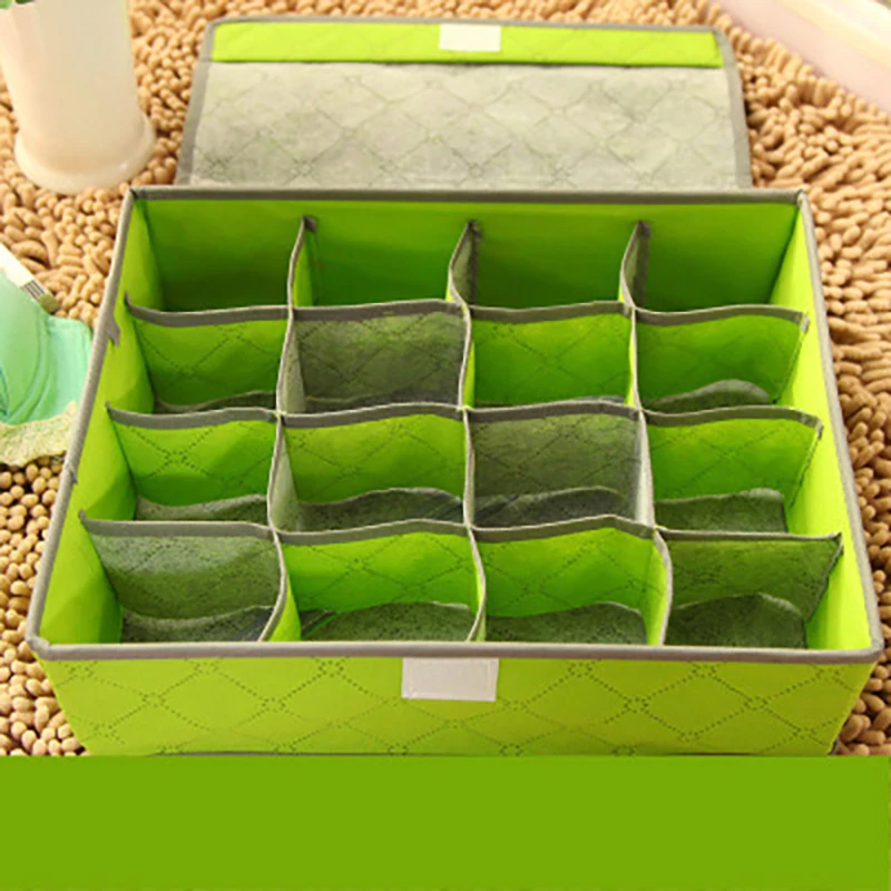 16 Grid Green Мульти-носки в сетку Органайзер коробка для хранения нижнего белья бюстгальтер ящики разделители Organizador нетканый шкаф органайзеры под одежду - Цвет: 16 Grid Green