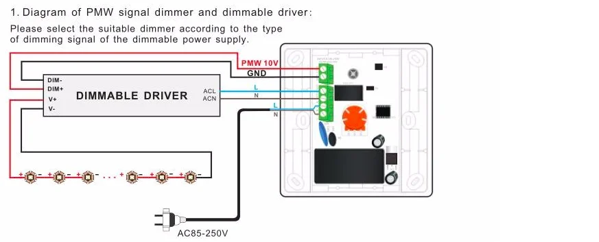 BC AC85-265V настенный со стилем оформления кнопок led PWM 5 V/PWM 10V сигнал Диммер контроллер+ ИК-пульт дистанционного управления для светодиодной ленты