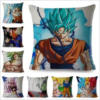 

Dragon Ball Cushion Cover for Sofa Home Cartoon Pillow Case Linen Decor Japan Anime Son Goku Vegeta Broli Pillowcase 45x45cm