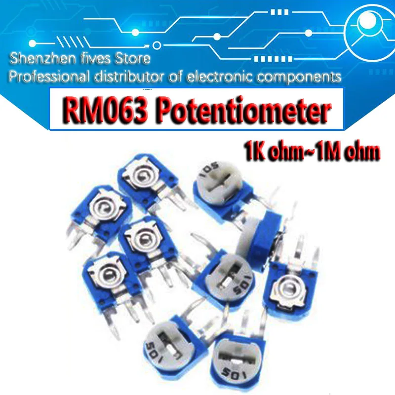 20pcs RM063 RM-063 100 200 500 1K 2K 5K 10K 20K 50K 100K 200K 500K 1M ohm Trimpot Trimmer Potentiometer variable resistor 103