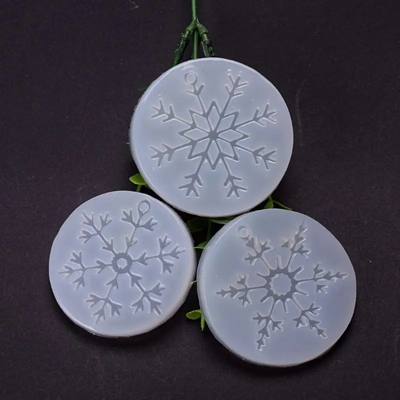 7Pcs Christmas Snowflake Pendant Molds Kit Resin Casting Jewelry Making Tools