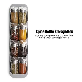 

1PC Kitchen Drawer Cabinet Spice Jar Bottle Storage Box 8 Grids Organizer Holder Multi-Purpose Storage Rack