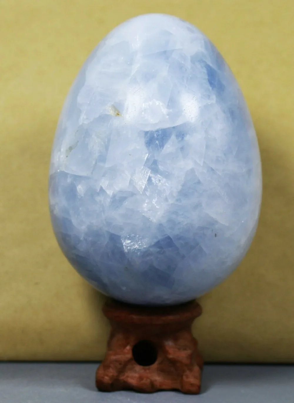 200gPolished Blue Celestite Egg Crystal Fossil Gem w/палисандр стенд-Мадагаскар