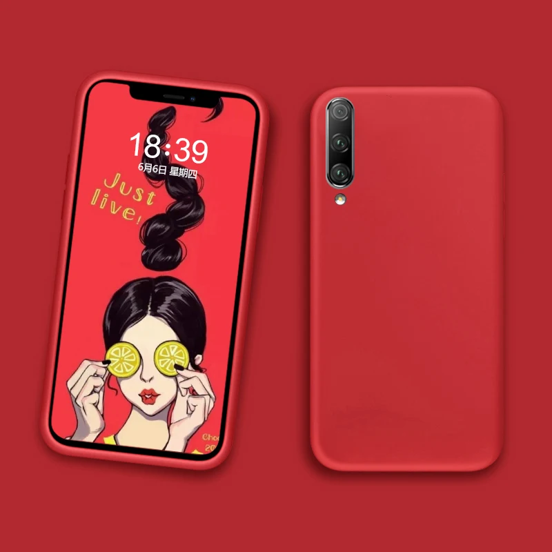 Жидкий силиконовый чехол для Xiao mi Red mi 8A Note 8 7 Pro, мягкий чехол ярких цветов для mi 9 8 SE A2 A3 Lite CC9 CC9E - Цвет: Red