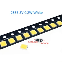 100-1000 шт. SMD СВЕТОДИОДНЫЙ 2835 белый Чип 0,2 Вт 3 в 150 мА ультра яркий 0,2 Вт поверхностного монтажа PCB светодиодный светильник излучающий диод