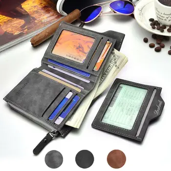 

Luxury Designer Mens Wallet Leather PU Bifold Short Wallets Men Hasp Vintage Male Purse Coin Pouch Multi-functional Cards Wallet