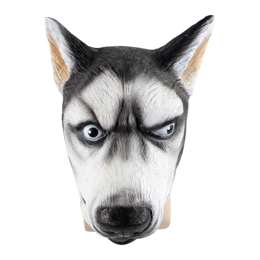 Хэллоуин Huskies головной убор для взрослых забавная маска игрушки для детей рога Косплей Животное Собака жуткая маска в форме головы животного игрушка Y918