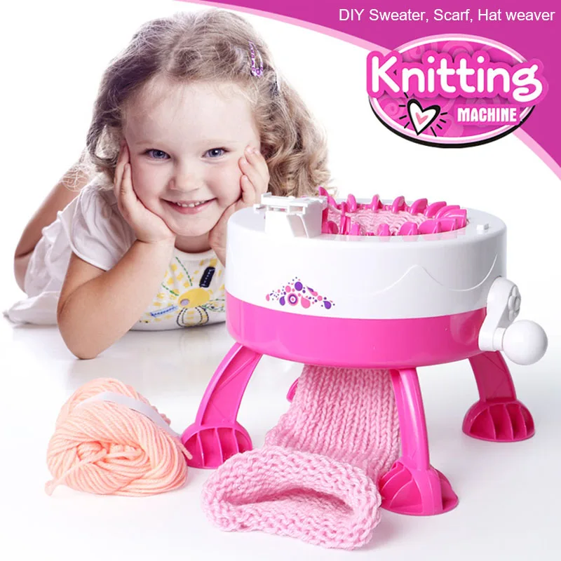  Children'S Hand-Cranked Automatic DIY Scarf Cap Rainbow Knitting Machine Creative Hand-Knitted Wool