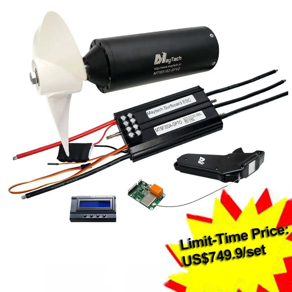 Maytech Efoil kit Watercooled 300A ESC MTSKR1905WF waterproof remote 65162 Waterproof Motor with Propeller