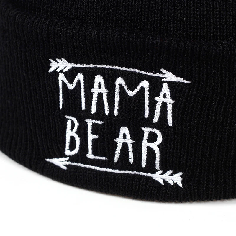 Новинка, зимняя шапка с буквенным принтом «MAMA bear» и «arrow», теплые шапки Skullies для женщин и мужчин, унисекс, Bone Garros