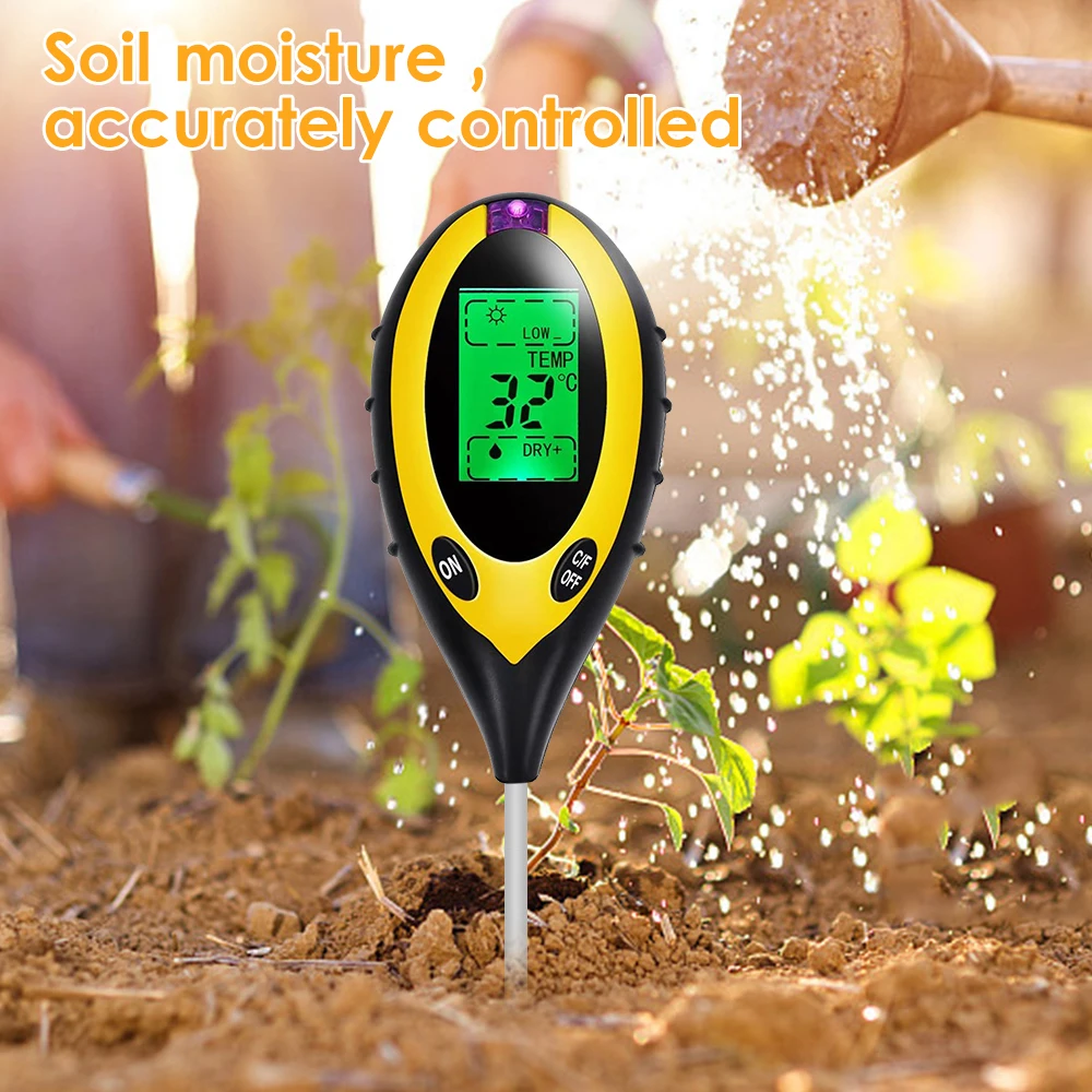 5-in-1 Moisture Meter Digital Soil pH Meter PH Levels Temperature Sunlight Intensity Humidity Tester Large Backlit LCD Display fabric tape measure