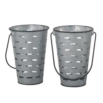 

Handle Bucket Simulated Flower Tube Metal Bucket Hardware Small Flowerpot Succulent Plant Innovative Desktop Flower Tin Bucket